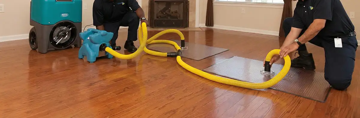 emergency water removal technicians extracting standing water from a home using professional equipment in Sacramento, CA
