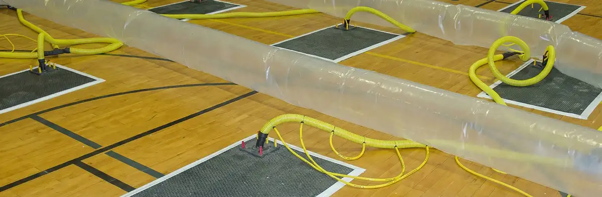 water clean up drying system set up to remove moisture and prevent further damage in Sacramento, CA